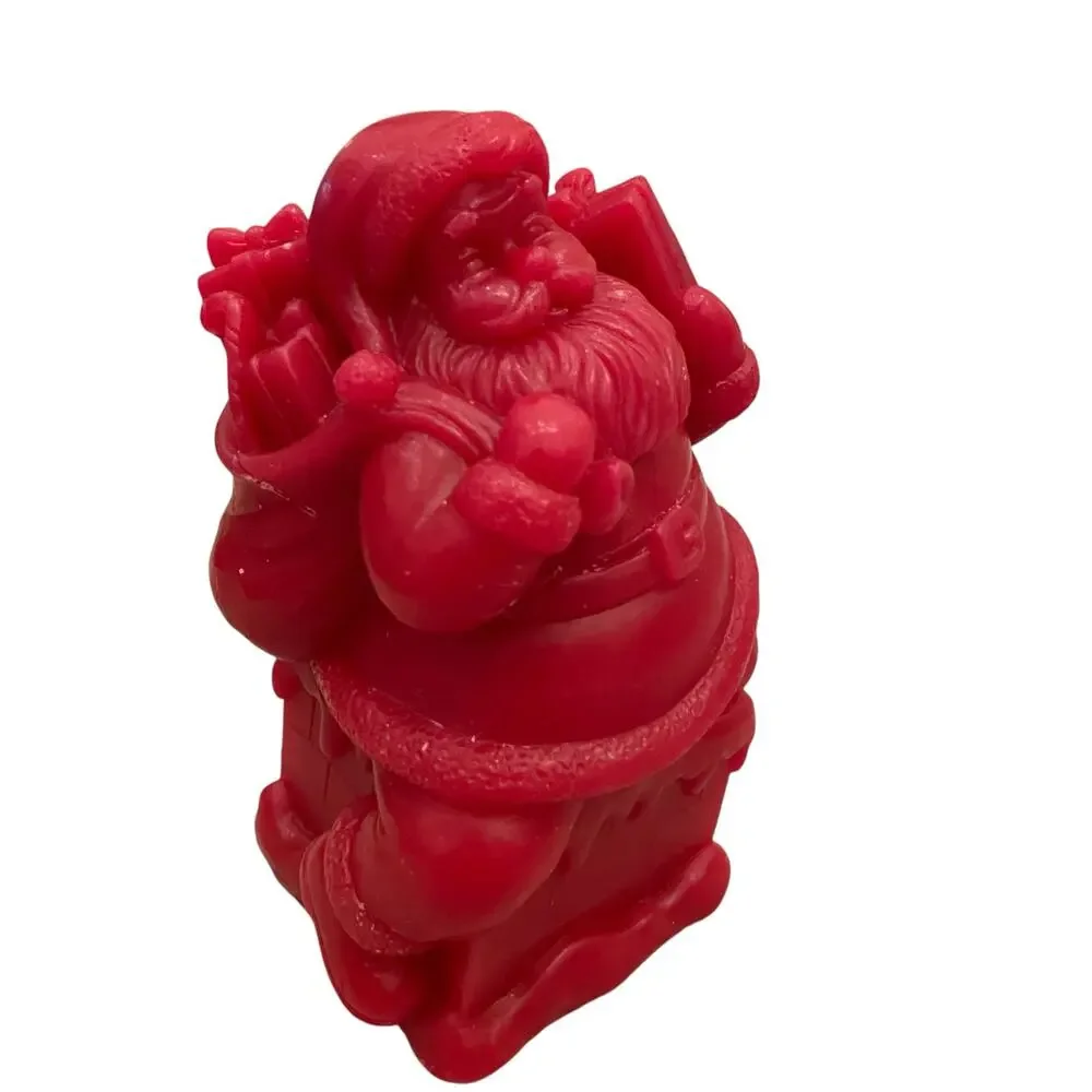 Martha Stewart Santa Flameless Christmas Internal Glow Wax LED Candle Red New